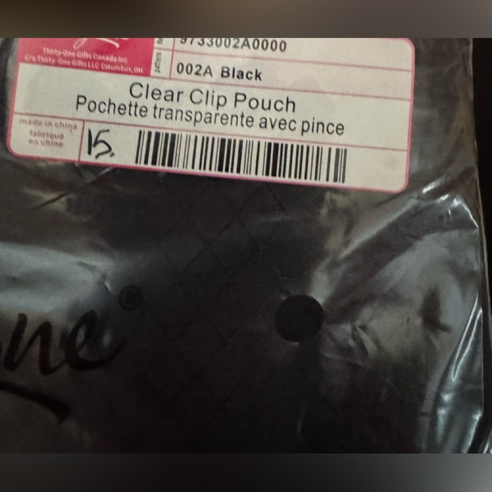Thirty one Clear Clip Pouch Black